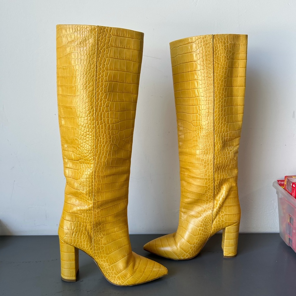 Paris Texas yellow croc embossed leather boots size 37